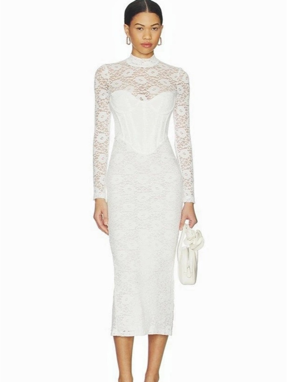 BARDOT Carmen Lace Corset Midi Dress from
Revolve